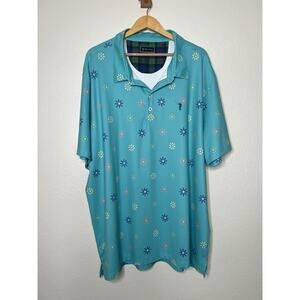 William Murray Golf Polo Shirt Blue Lemon Lime Floral Print Men's Size 3XL
